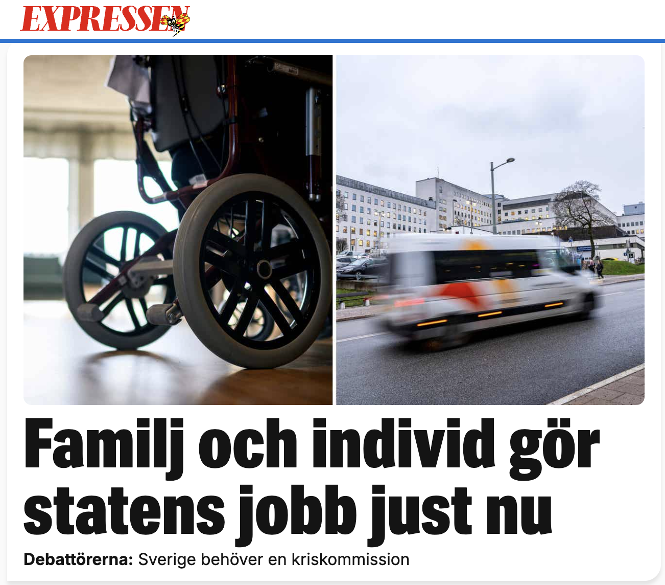 Skärmavbild artikeln i Expressen.